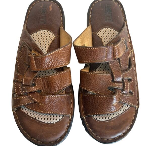 Born Women’s Brown Genuine Leather Slip-On Sandals - Picture 1 of 3